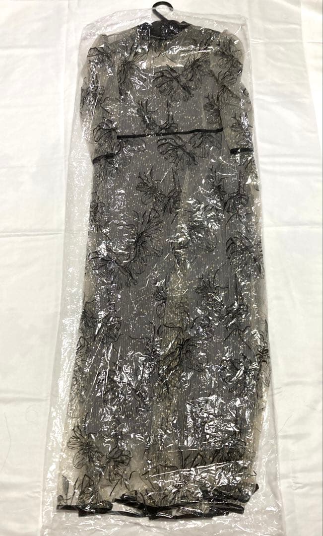 レジャLeja パイピングハイネック花柄ラメレースワンピースドレス Lサイズ