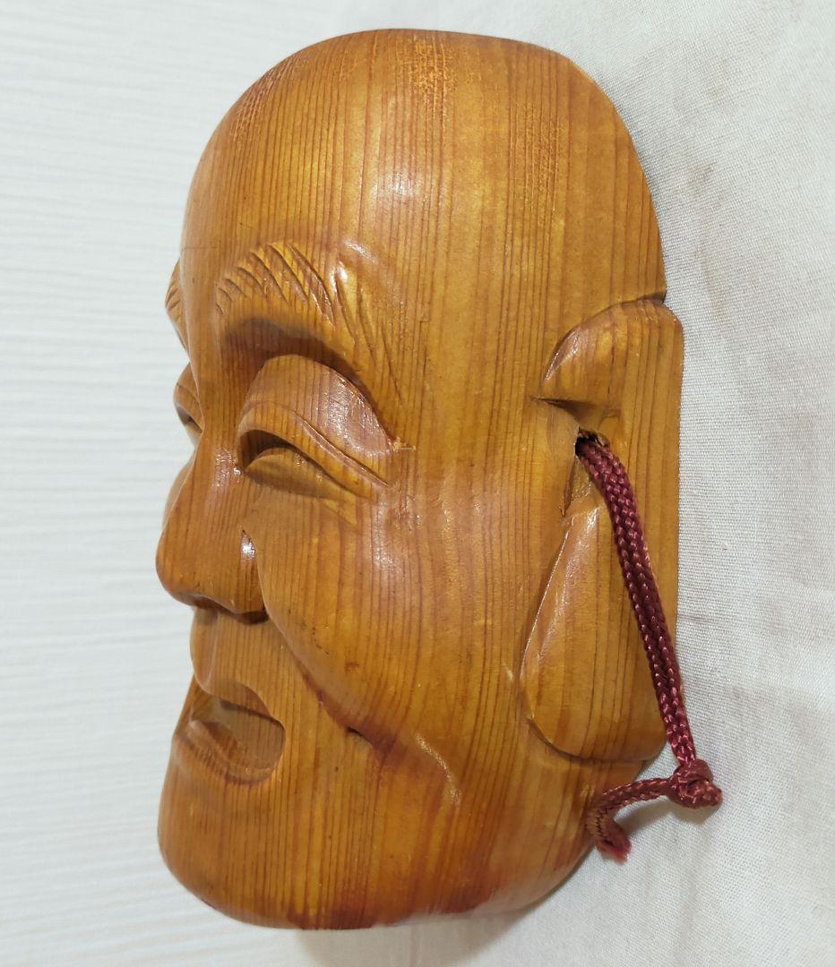 セール　天然木　木彫り神楽能面　飾面
