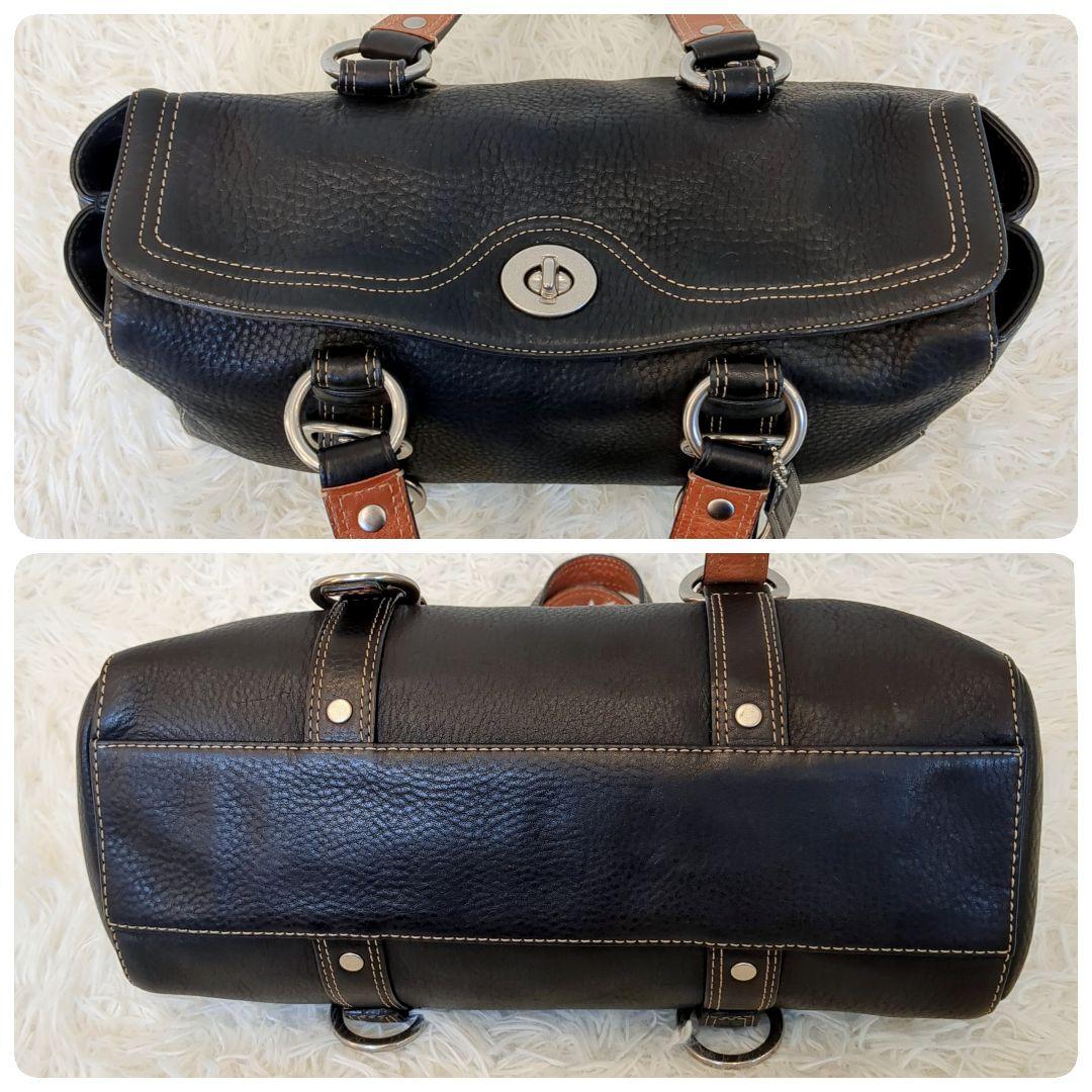 美品✨COACH　チェルシー サッチェル ハンドバッグ ターンロック レザー黒