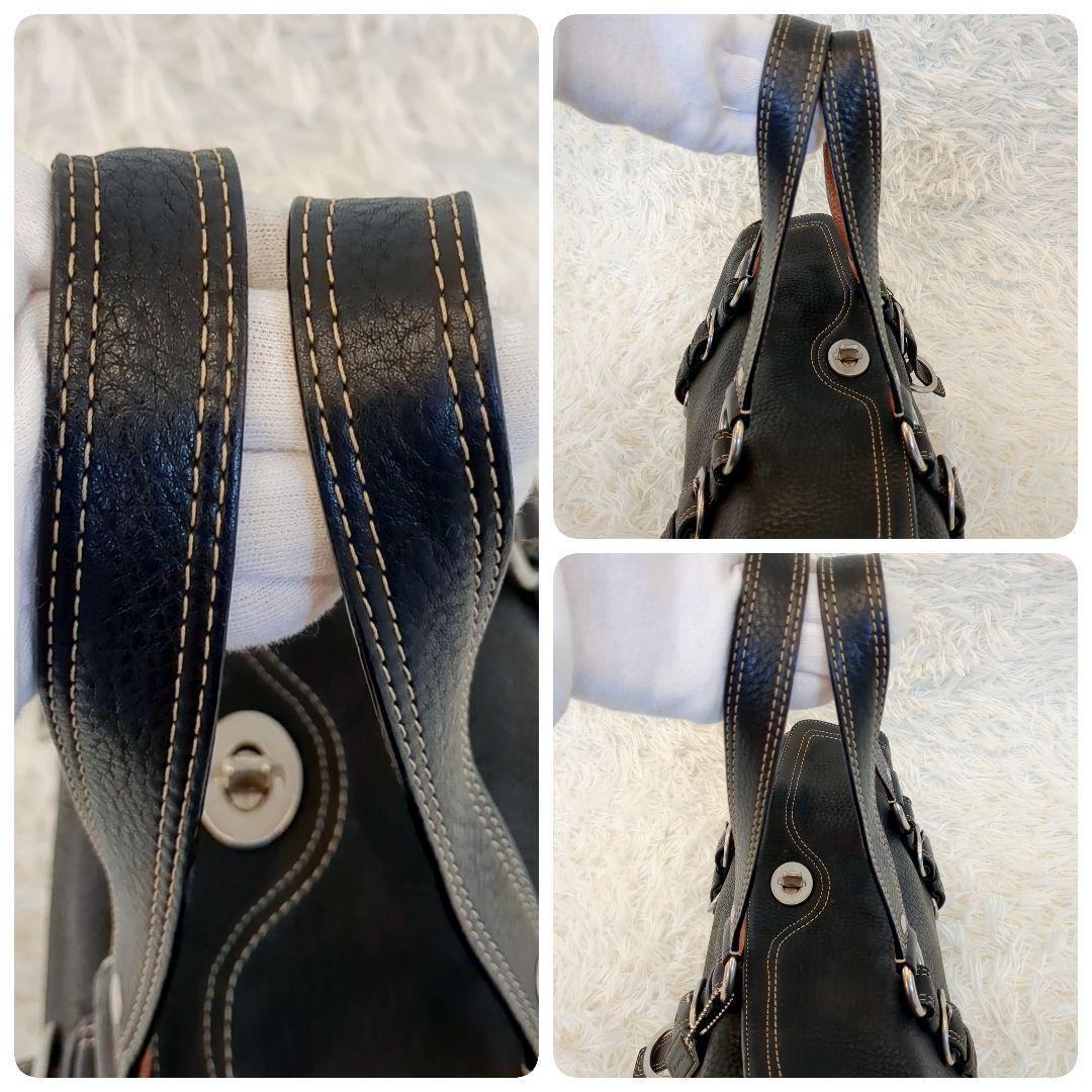 美品✨COACH　チェルシー サッチェル ハンドバッグ ターンロック レザー黒