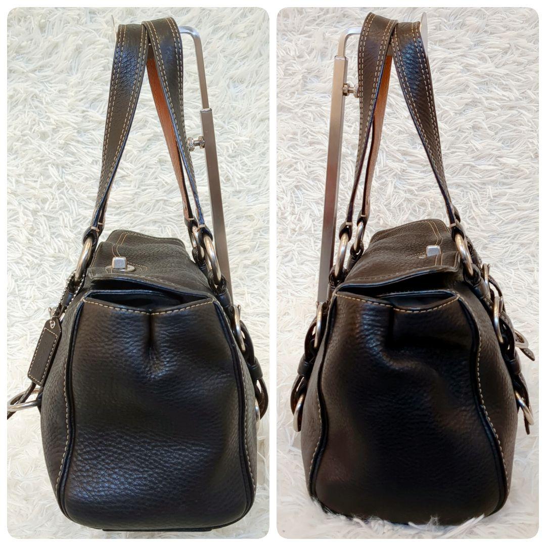 美品✨COACH　チェルシー サッチェル ハンドバッグ ターンロック レザー黒