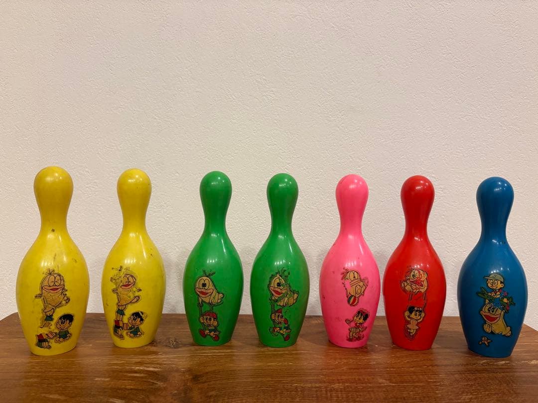 【昭和レトロ】 当時物 オバケのQ太郎 ボーリングピン7本セット 中嶋製作所