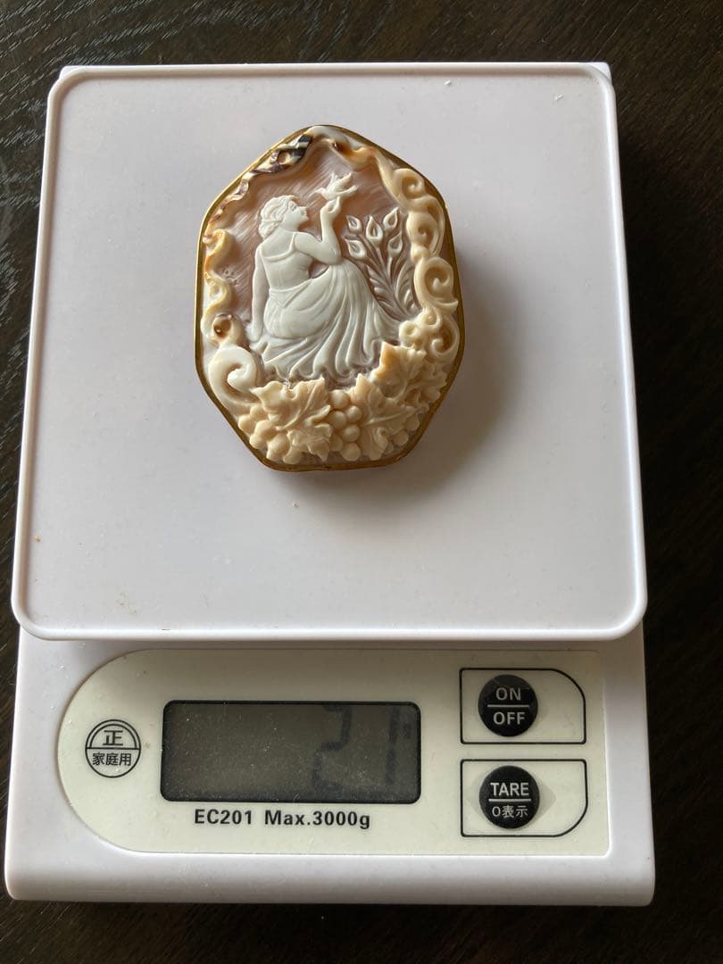 k18　シェルカメオ　ペンダントトップ　ブローチ　2way　アンティーク