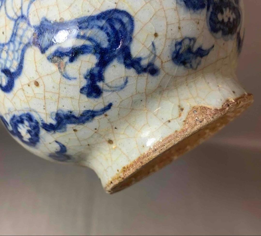 中国 染付徳利形龍絵瓶　f2250906