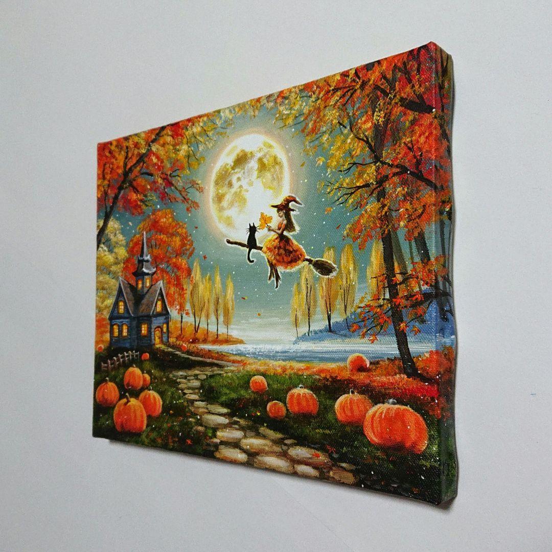 R*U様 【満月の夜に】アクリル画 F3 風景画 絵画