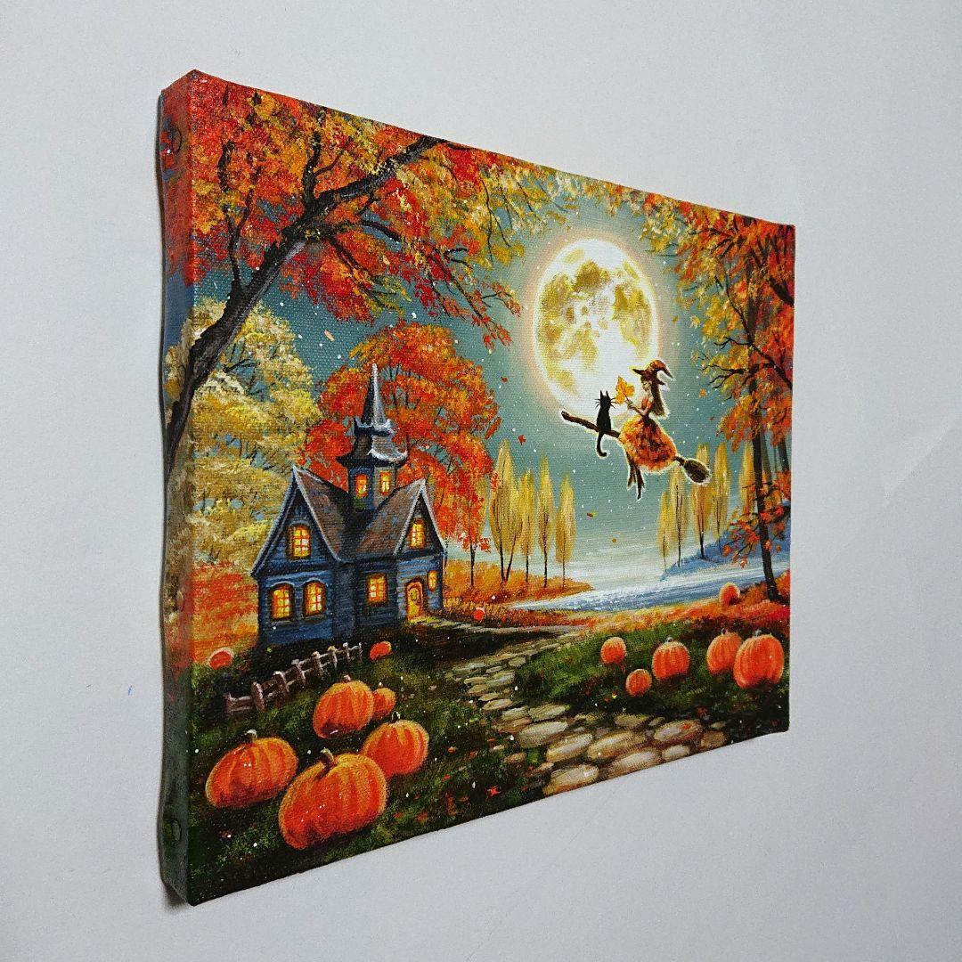 R*U様 【満月の夜に】アクリル画 F3 風景画 絵画