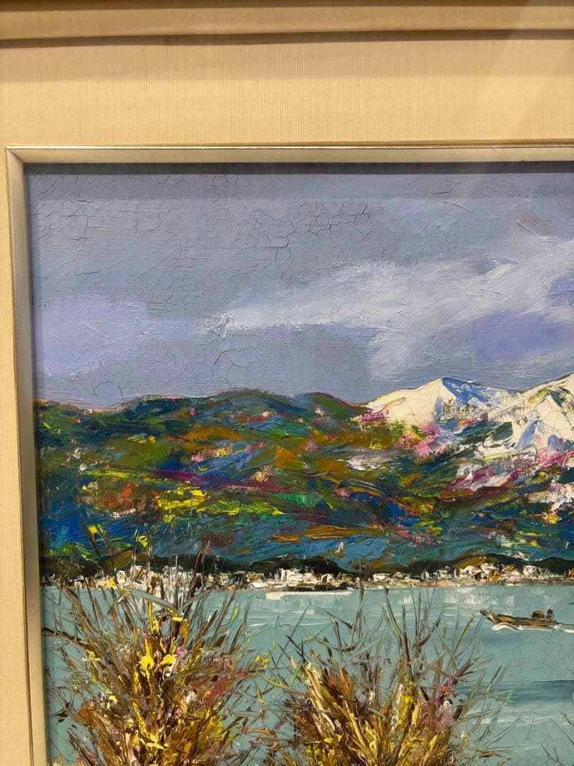 田中均　風景画 油絵　雪の比良　８号