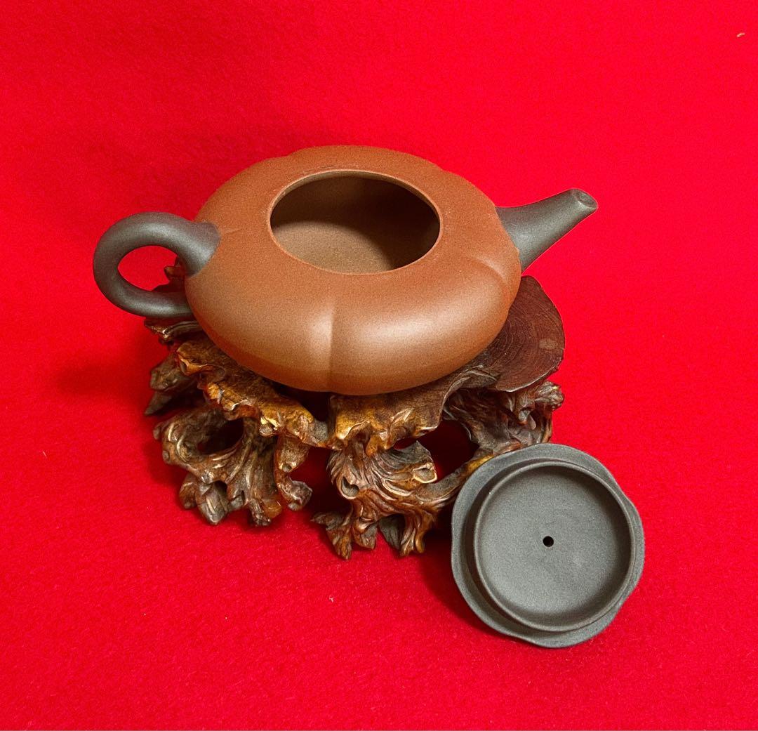 中国美術 中国宜興 柿扁壺　紫砂壺　紫砂茶壺 茶器 茶道具