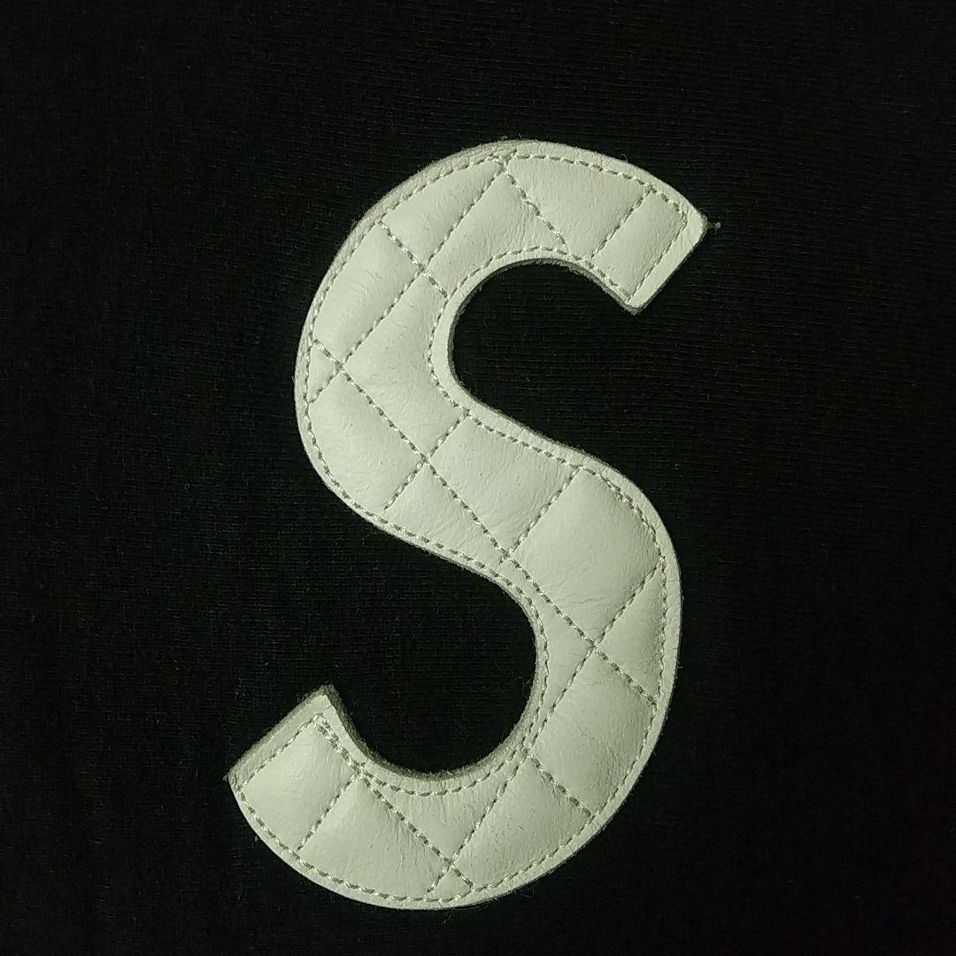 希少サイズ☆シュプリーム 刺繍 キルトレザー Sロゴ パーカー XL ブラック