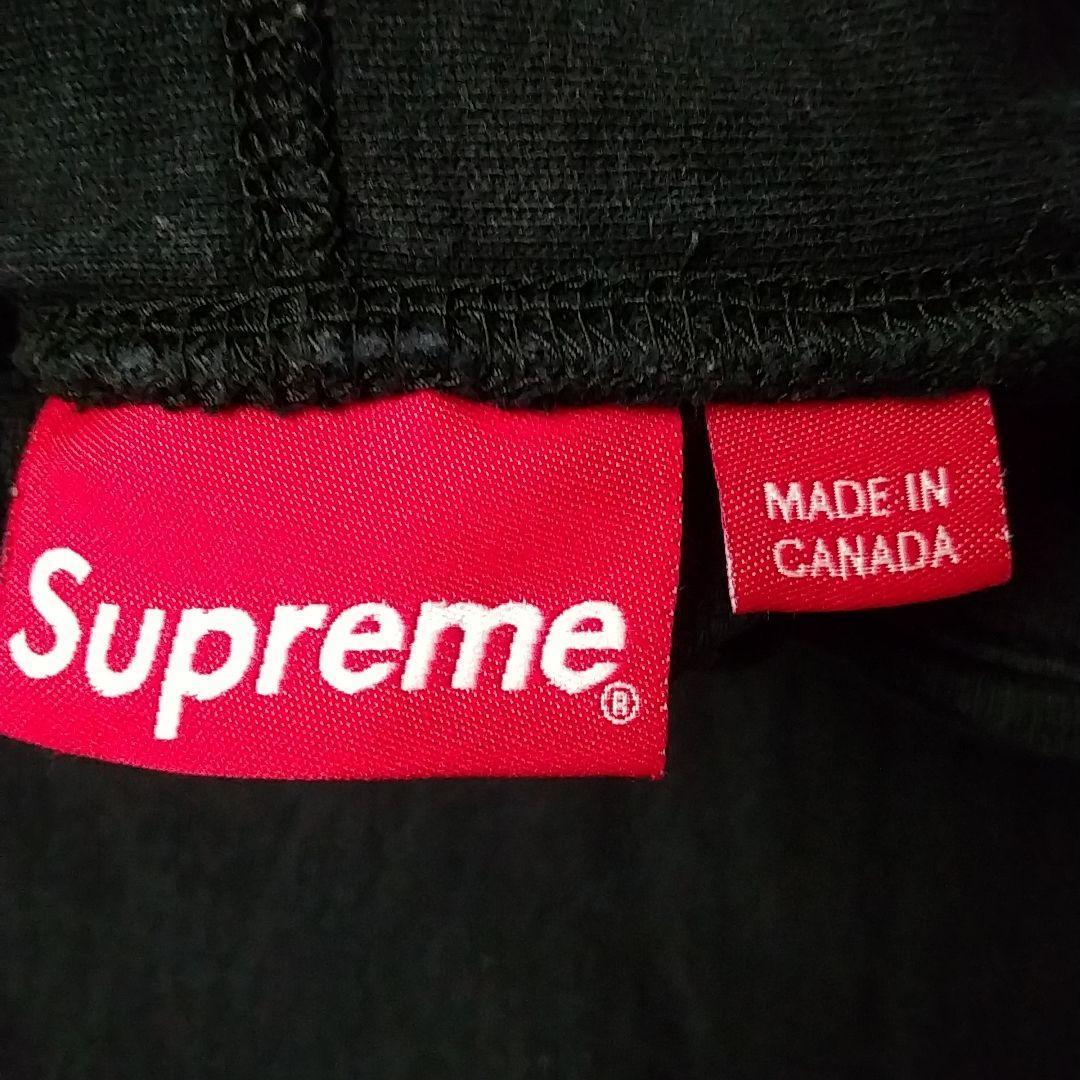 希少サイズ☆シュプリーム 刺繍 キルトレザー Sロゴ パーカー XL ブラック