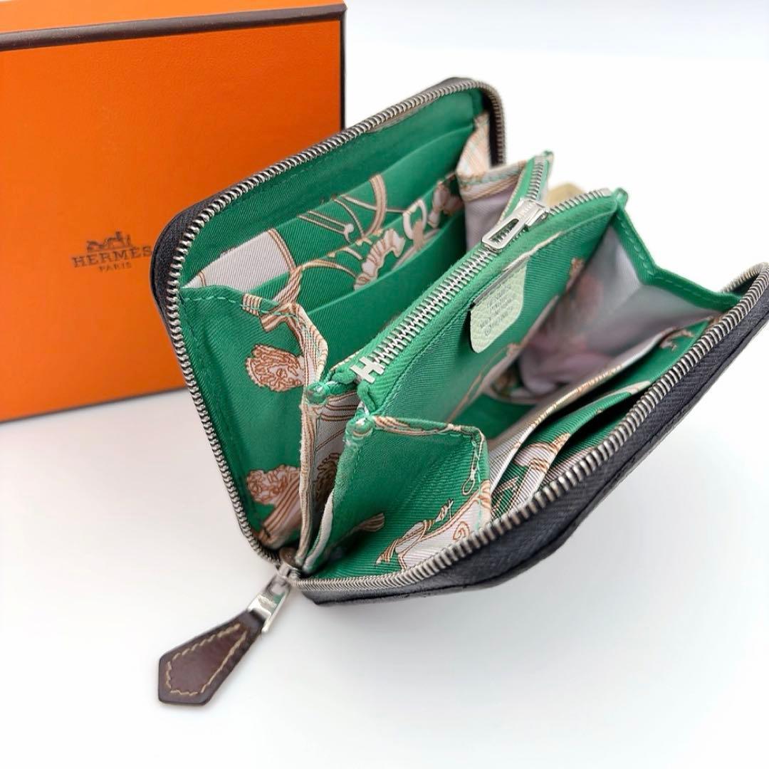 美品✨エルメス アザップ シルクイン コンパクト ブラック U刻印 財布 822