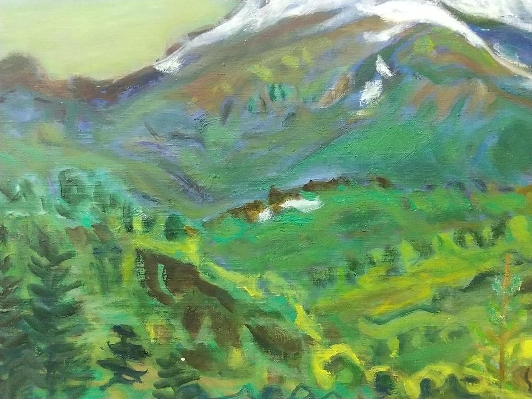 油絵「浅間山」残雪　F8 絵画