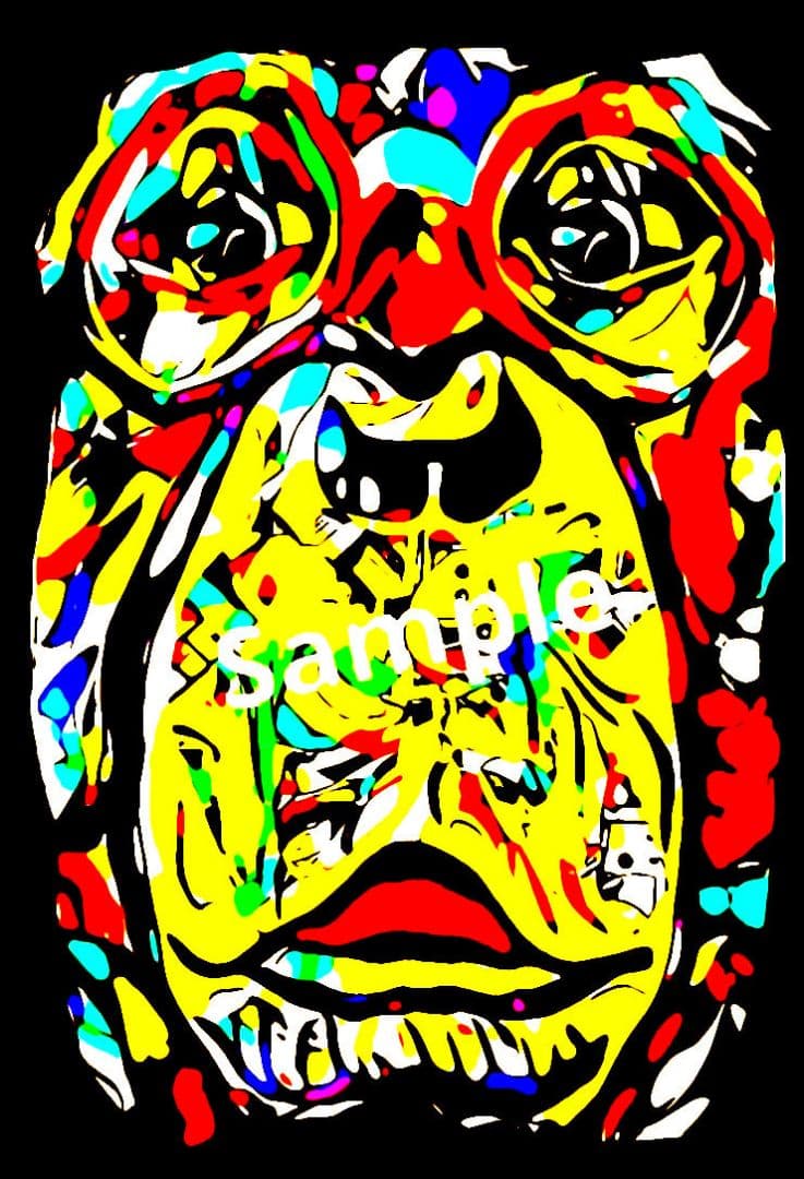 愉快なチンパンジー♪ カラフルアート 楽しい毎日のお部屋のインテリアに♪