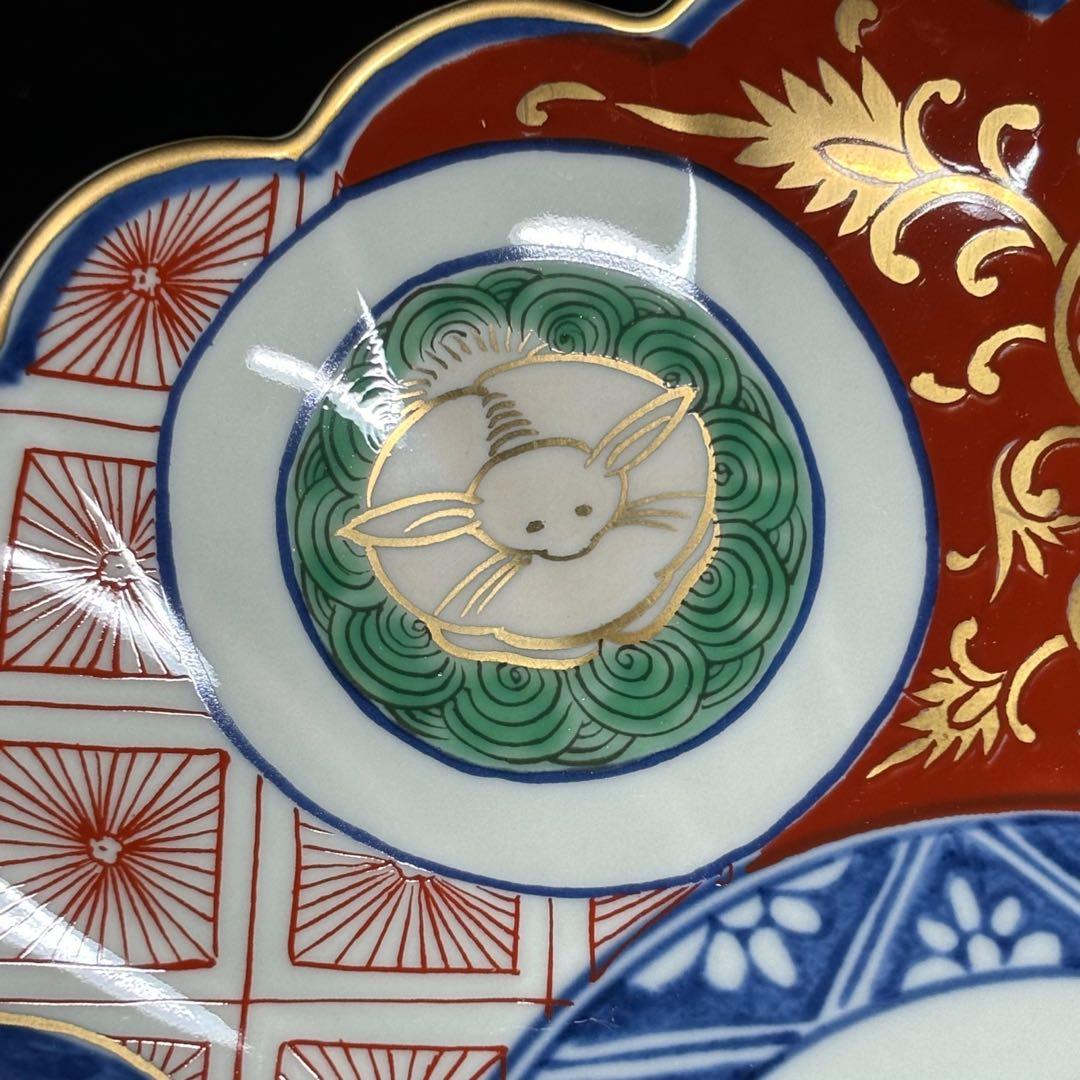 ★食器/有田焼！赤濃木甲山水 兎図 和皿揃 5枚！『林九郎』作！共箱★