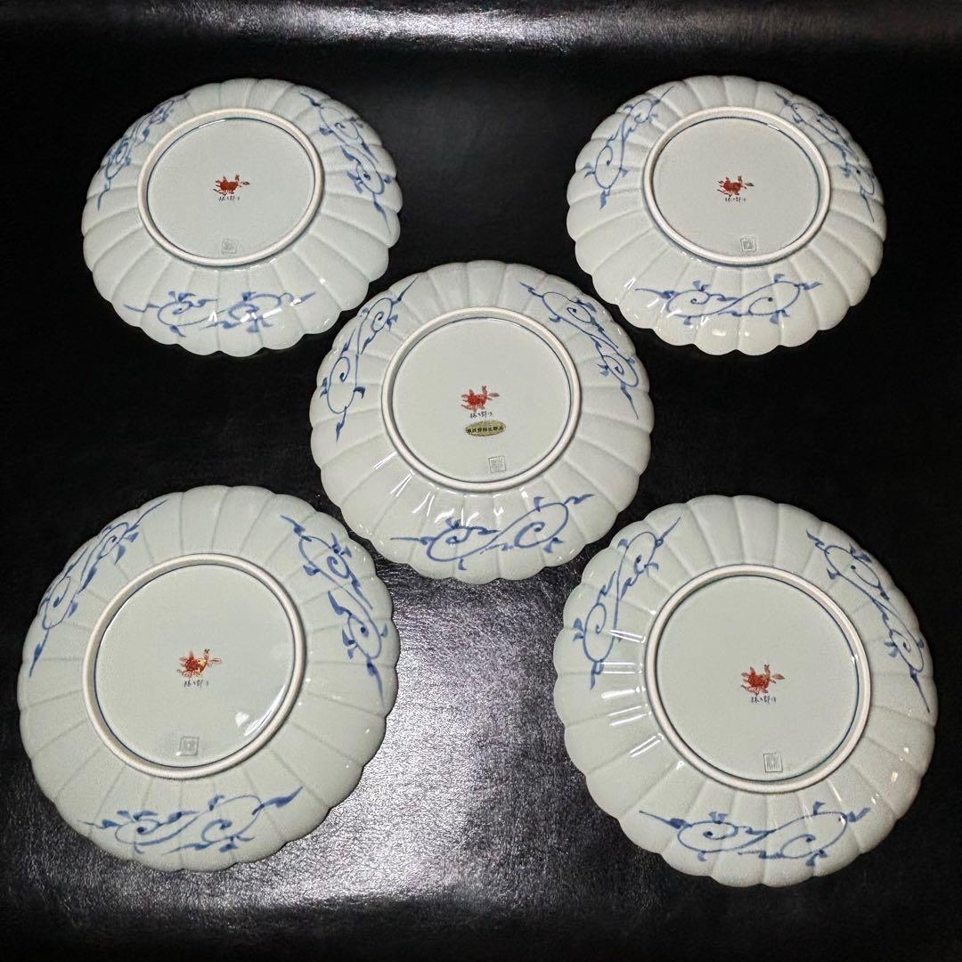 ★食器/有田焼！赤濃木甲山水 兎図 和皿揃 5枚！『林九郎』作！共箱★