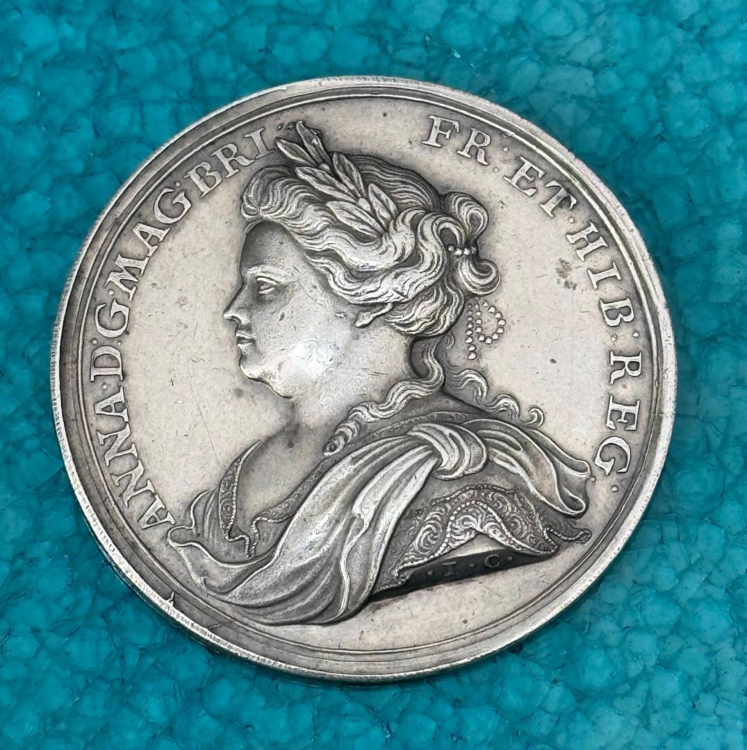 専用手配品　1713年 イギリス アン ユトレヒトの平和 クロッカー 銀メダル
