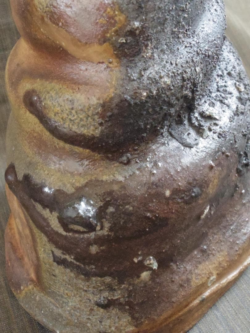 入手困難★ジェフ・シャピロ【師：伊勢崎淳】焼き締め扁壺★共箱★ニューヨーク