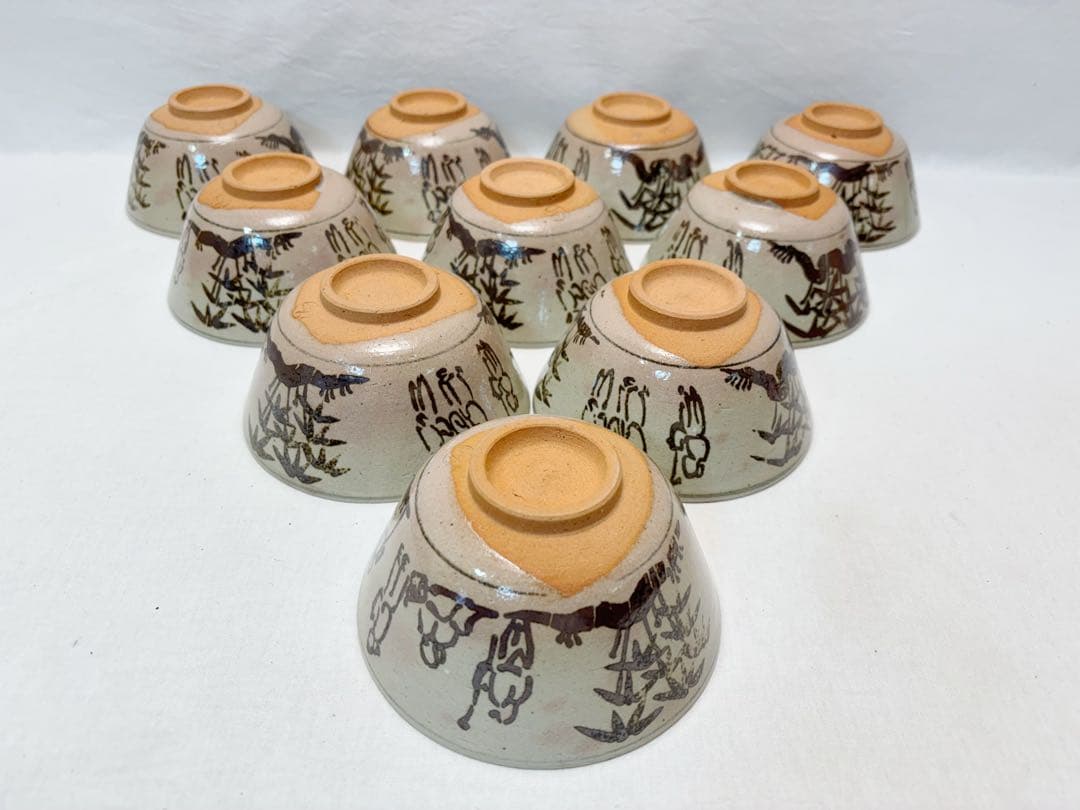 ほぼ未使用 茶道具 壷中窯 保庭楽入造作 七賢人の絵 数茶碗 十客揃 陶印 共箱