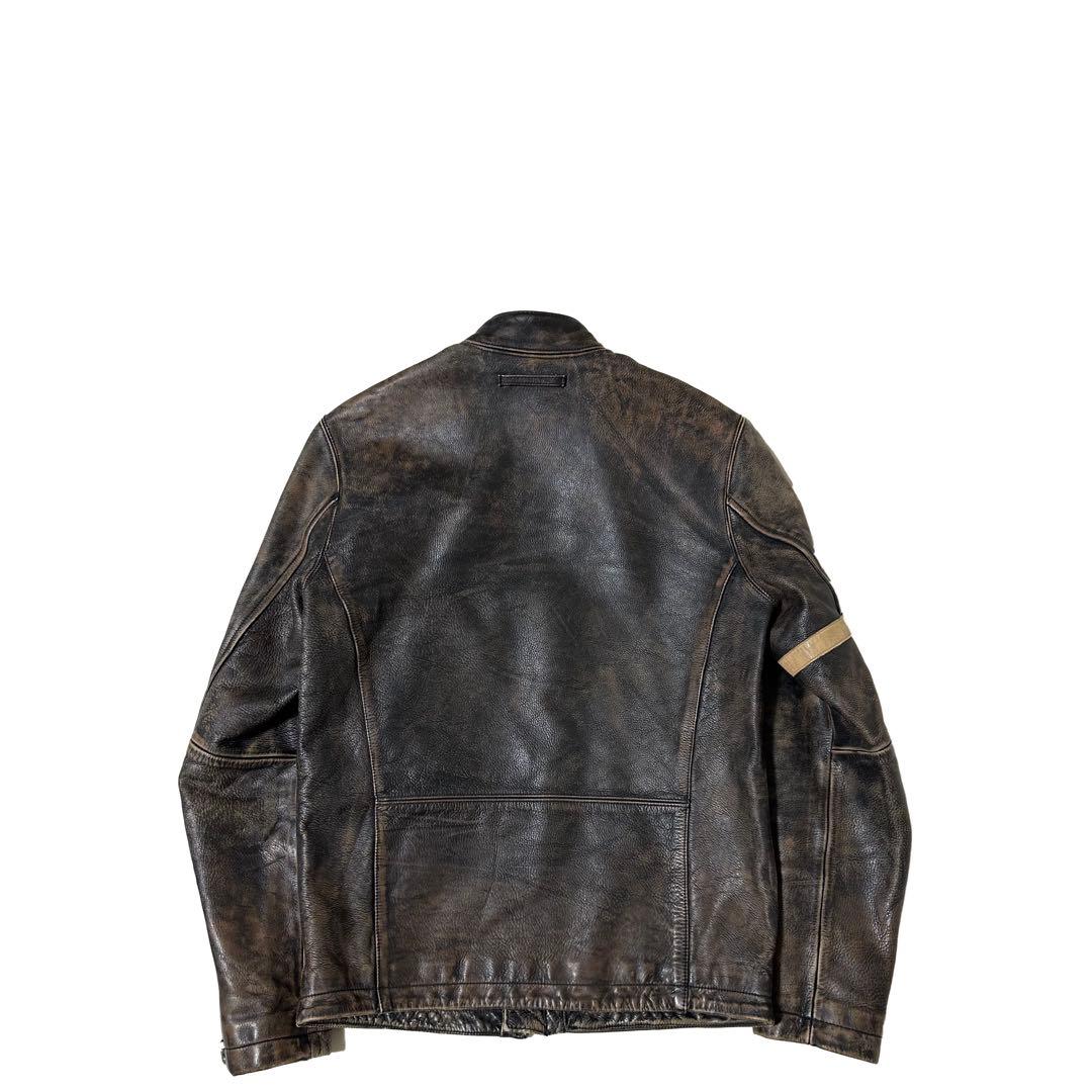 00s BANANA REPUBLIC 加工牛革 シングルライダース 雰囲気抜群