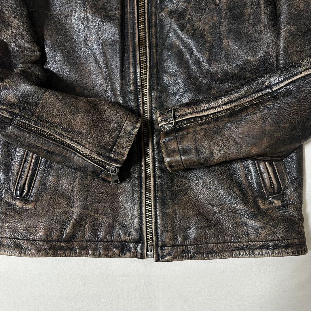 00s BANANA REPUBLIC 加工牛革 シングルライダース 雰囲気抜群