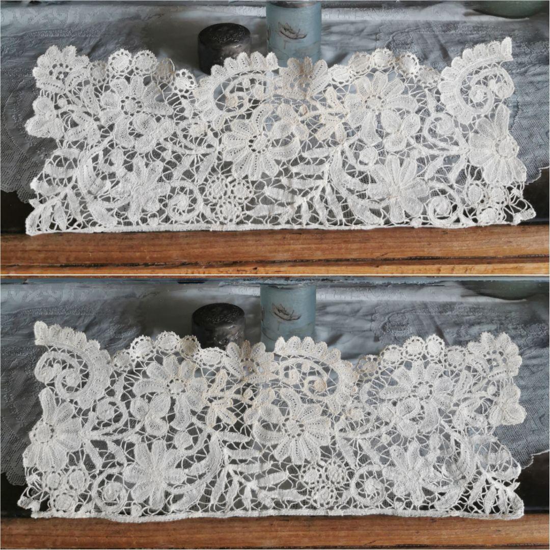 アンティーク 二輪のポワンドローズ デュセスレース 西洋菊 三つ葉 額装にも