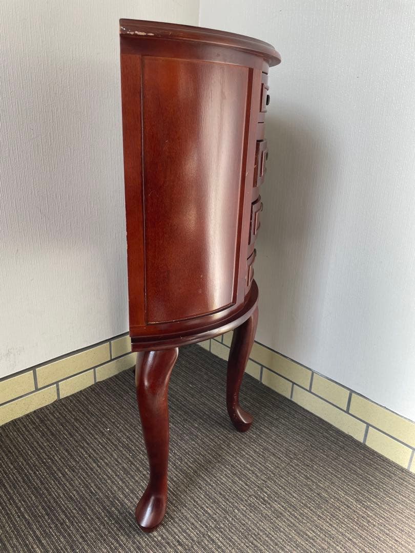 アンティーク ジュエリーチェスト 4段 猫脚 半円