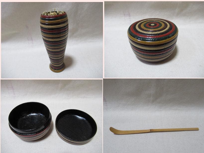 茶道具　桑製茶箱　中の道具皆揃い