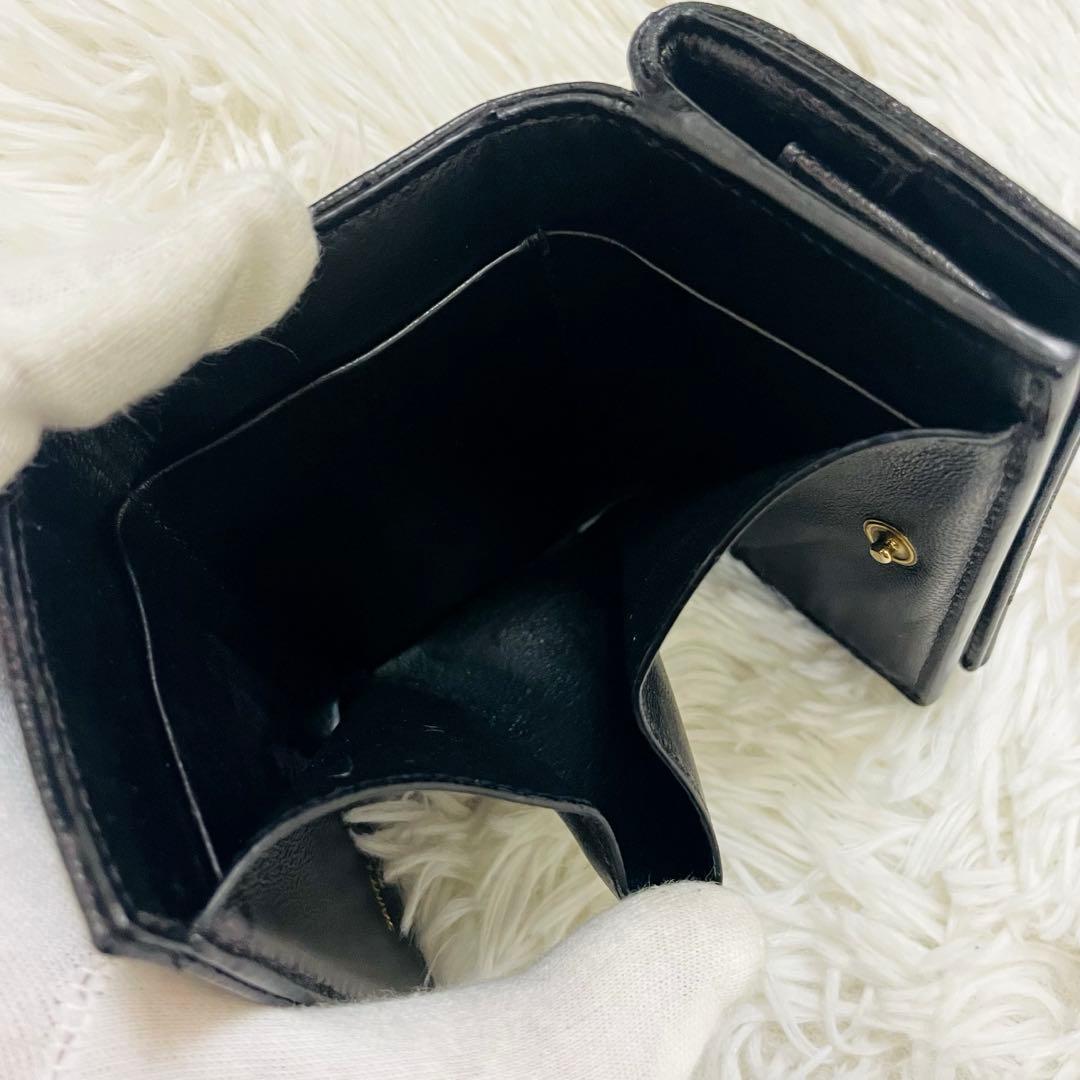 極美✨サンローラン 三つ折り財布 Vステッチ カサンドラ レザー 黒 オリガミ