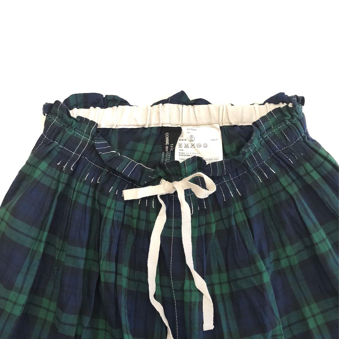 トリココムデギャルソン　チェック　ゴム　パンツ　グリーン　緑