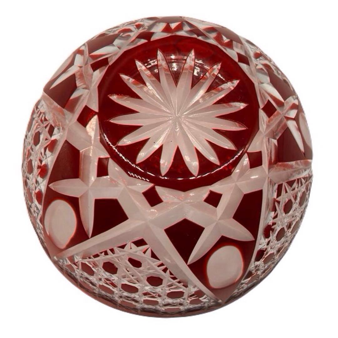 木村泰典 江戸切子 籠目紋 ボンボニエール 伝統工芸士 -436-