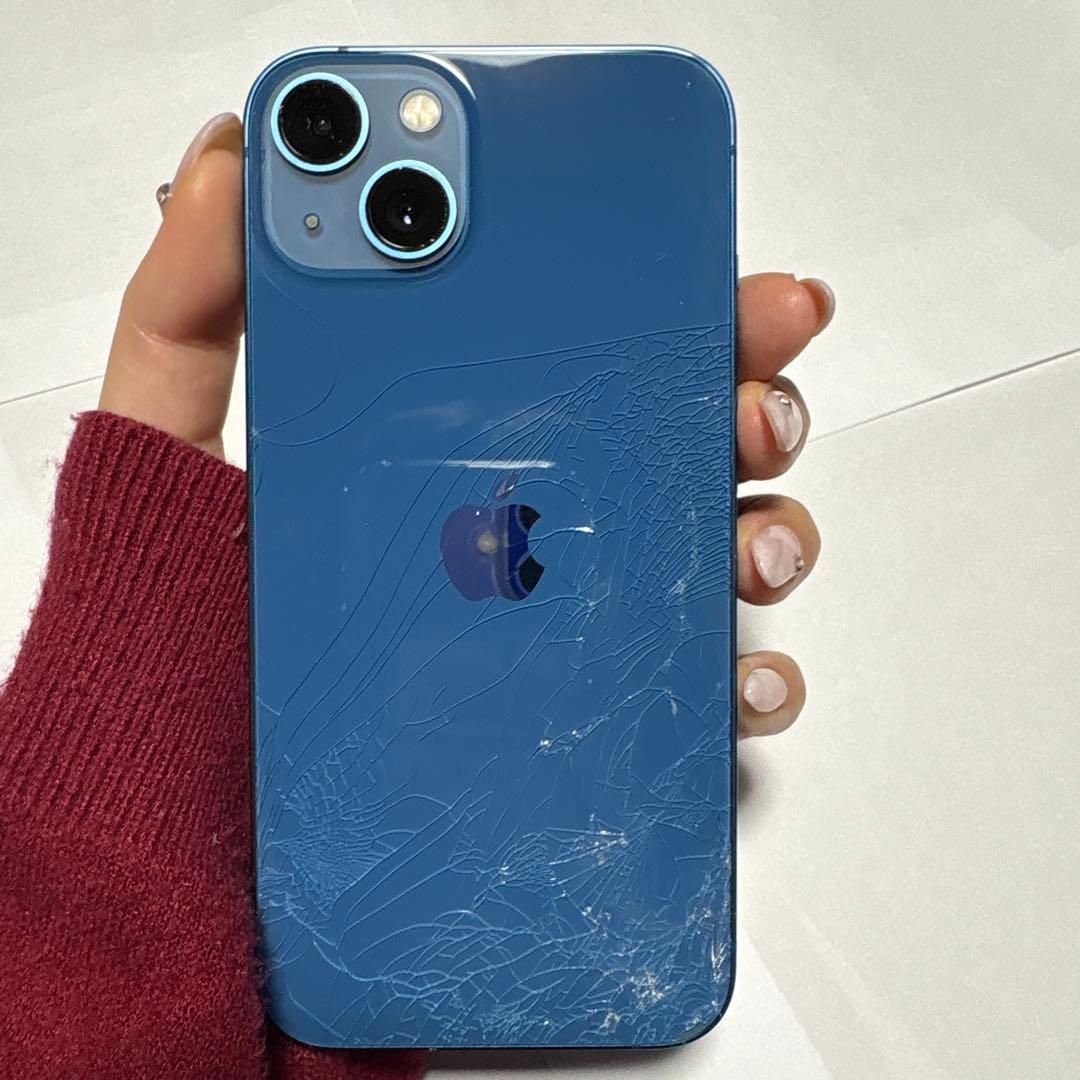 Apple iPhone13 本体 ブルー 128G 裏画面割れ