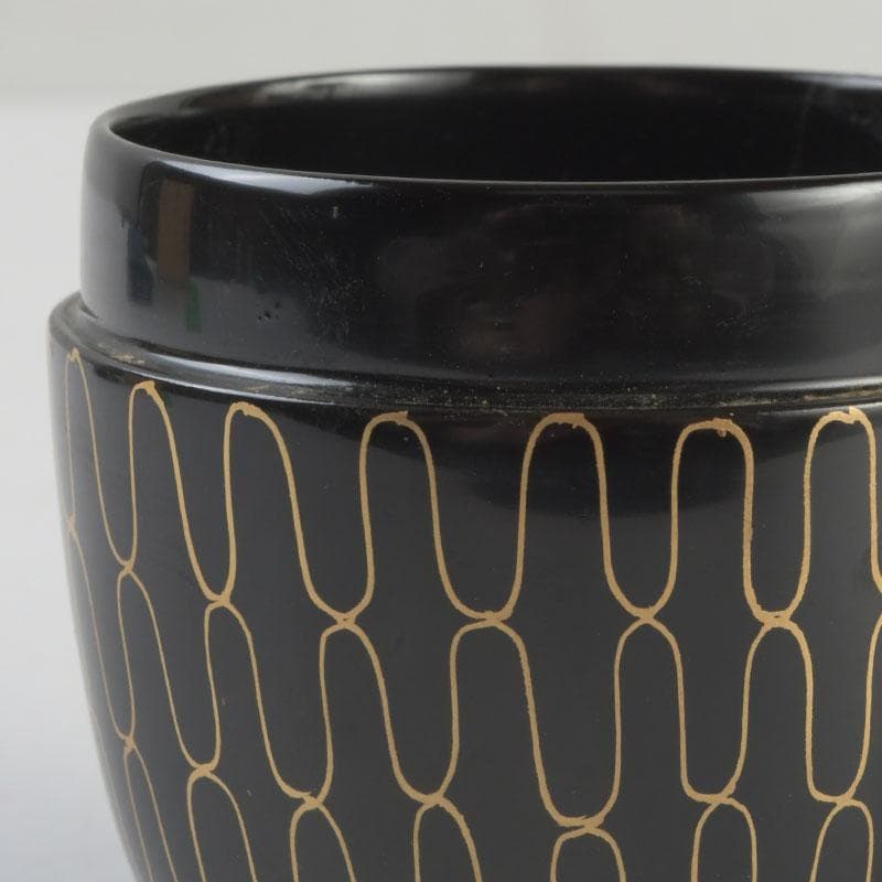 茶道具　中村湖彩作　黒網目蒔絵　中棗　共箱　V　9554