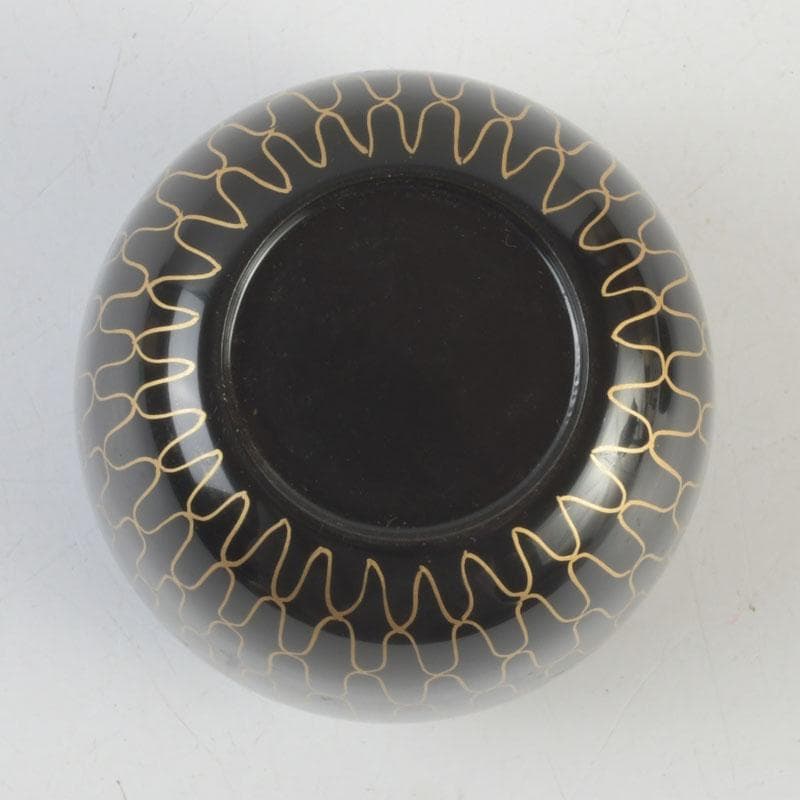 茶道具　中村湖彩作　黒網目蒔絵　中棗　共箱　V　9554