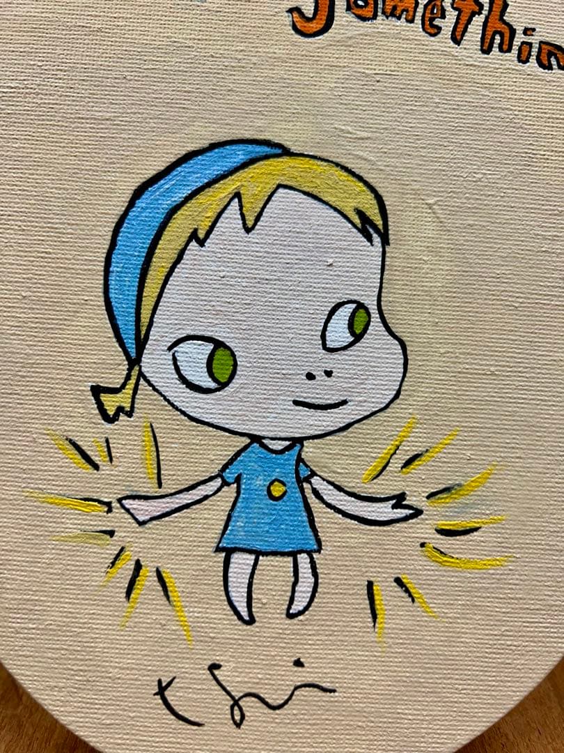 奈良美智　女の子　手描き　233×179mm 油彩　表裏サイン　骨董　絵画