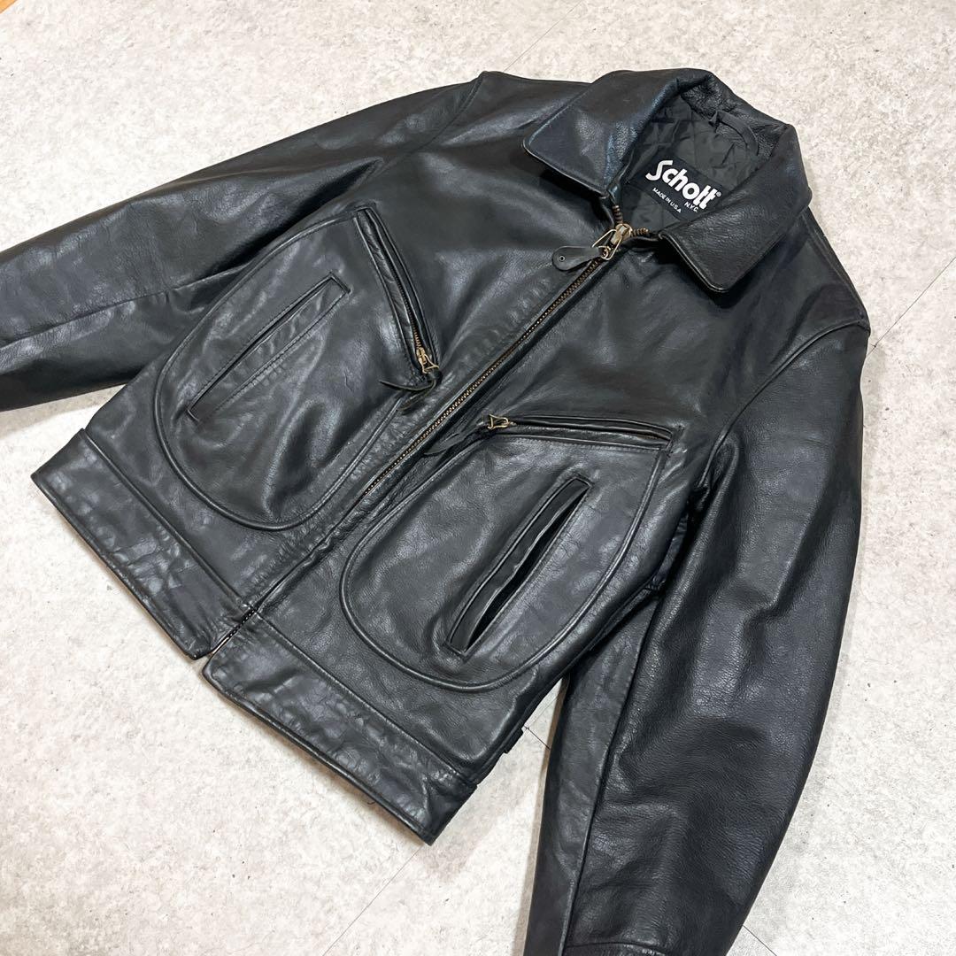 USA製 SCHOTT ショット シングルライダース Dポケット レザー 黒 M