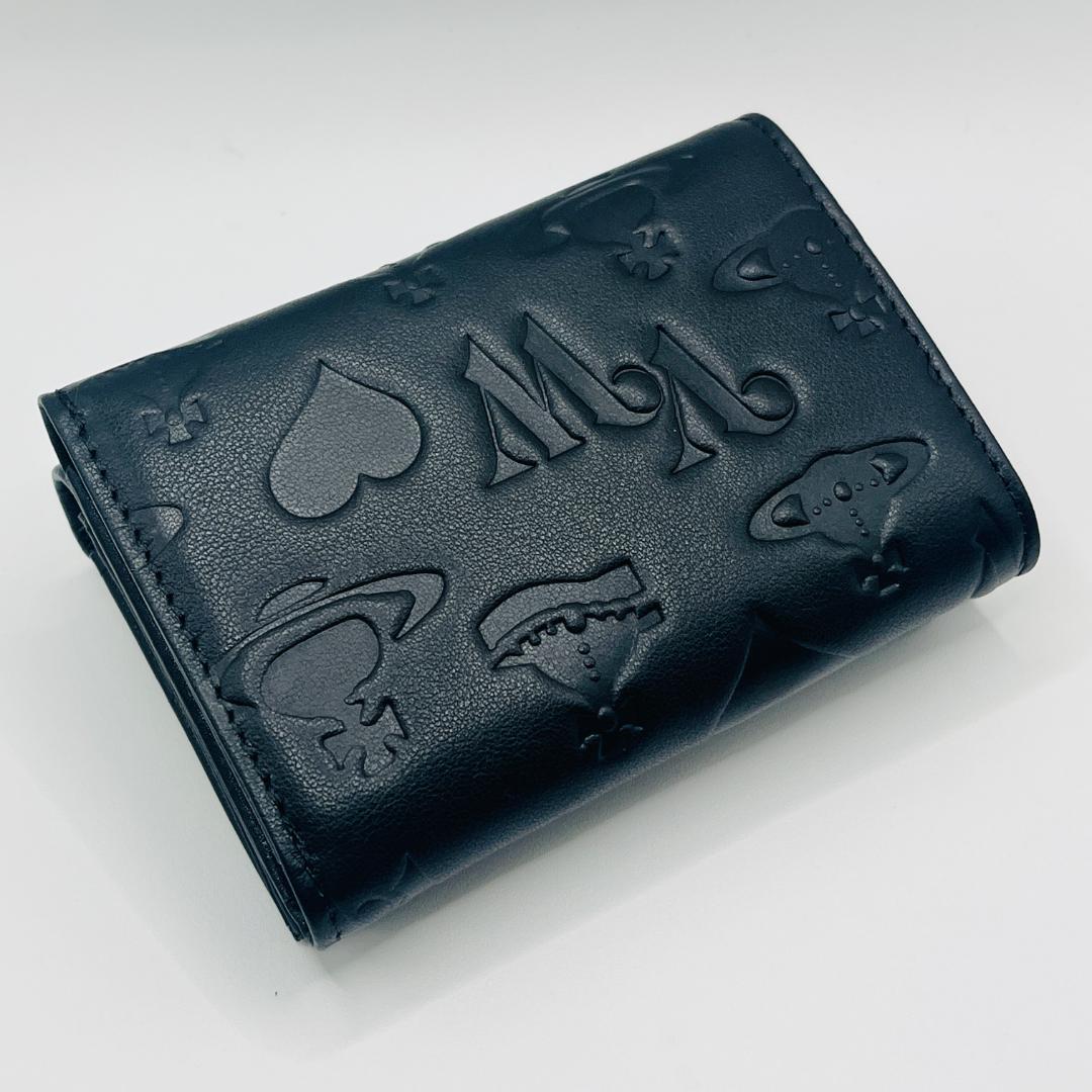 Vivienne Westwood 新品 黒 ミニ財布 レター型 マット 型押し