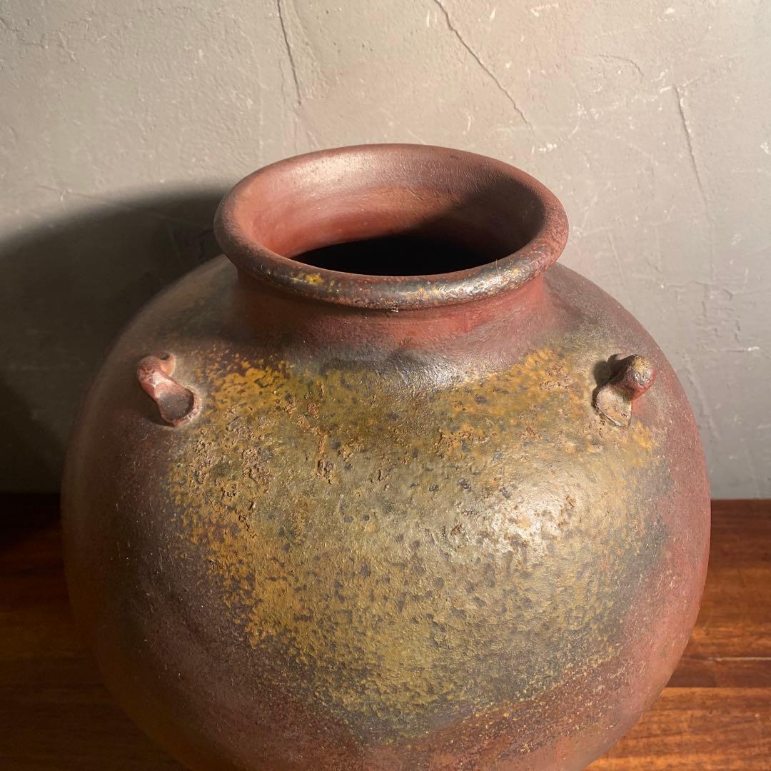 丹波焼 甕 三耳壺 花器 花入 美術品 骨董品 備前焼 在銘 コレクション