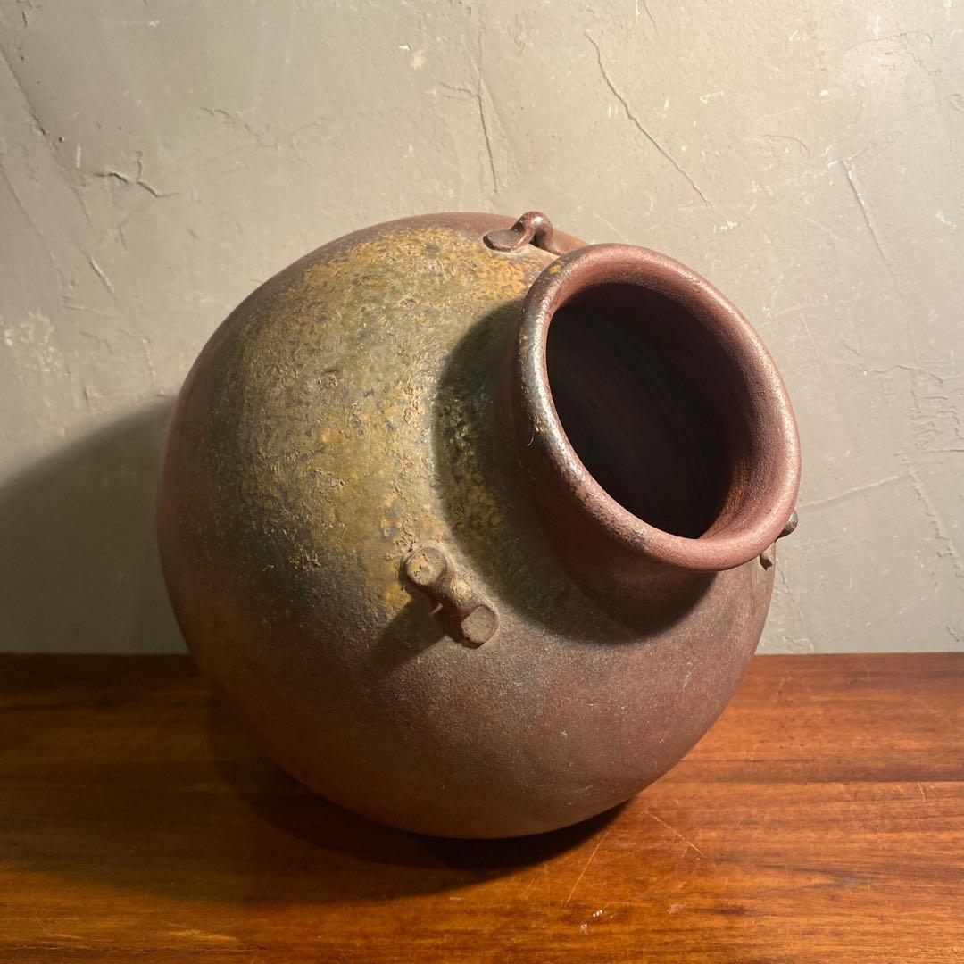 丹波焼 甕 三耳壺 花器 花入 美術品 骨董品 備前焼 在銘 コレクション