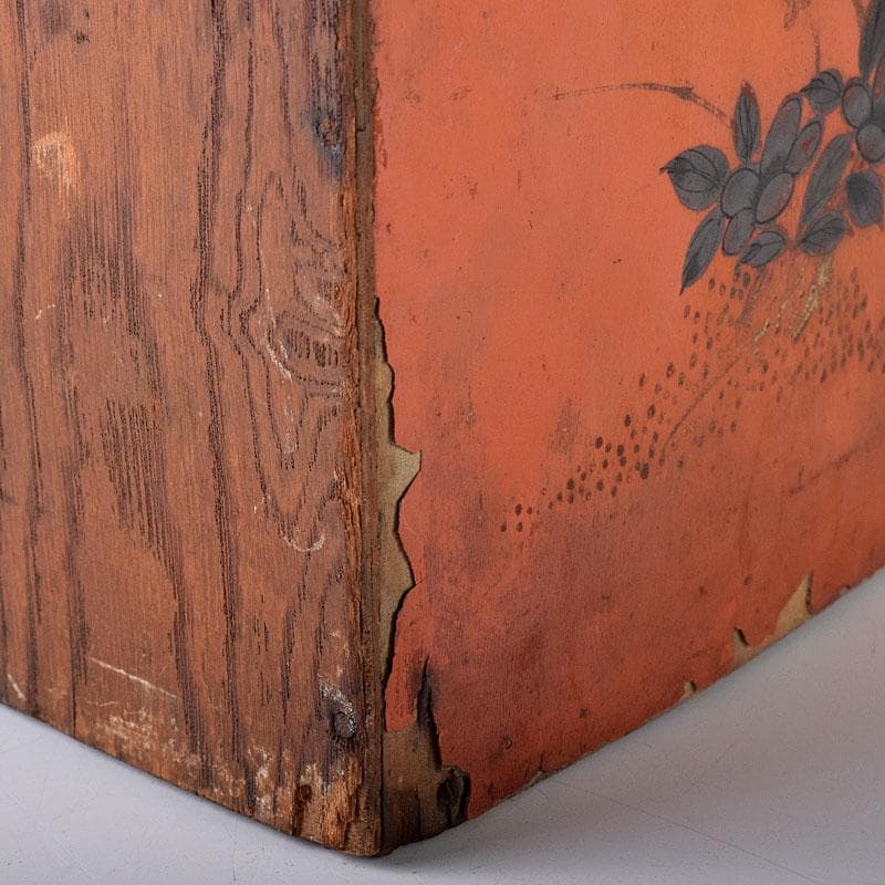 中国　竹嵌　骨牌　背竹牌　麻雀牌　花鳥文蒔絵朱塗箱付　D　8707