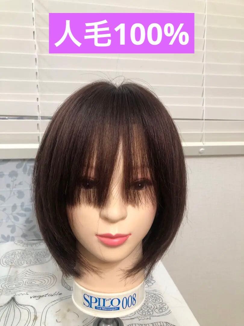 人毛100% ショートボブ ダークブラウン　未使用