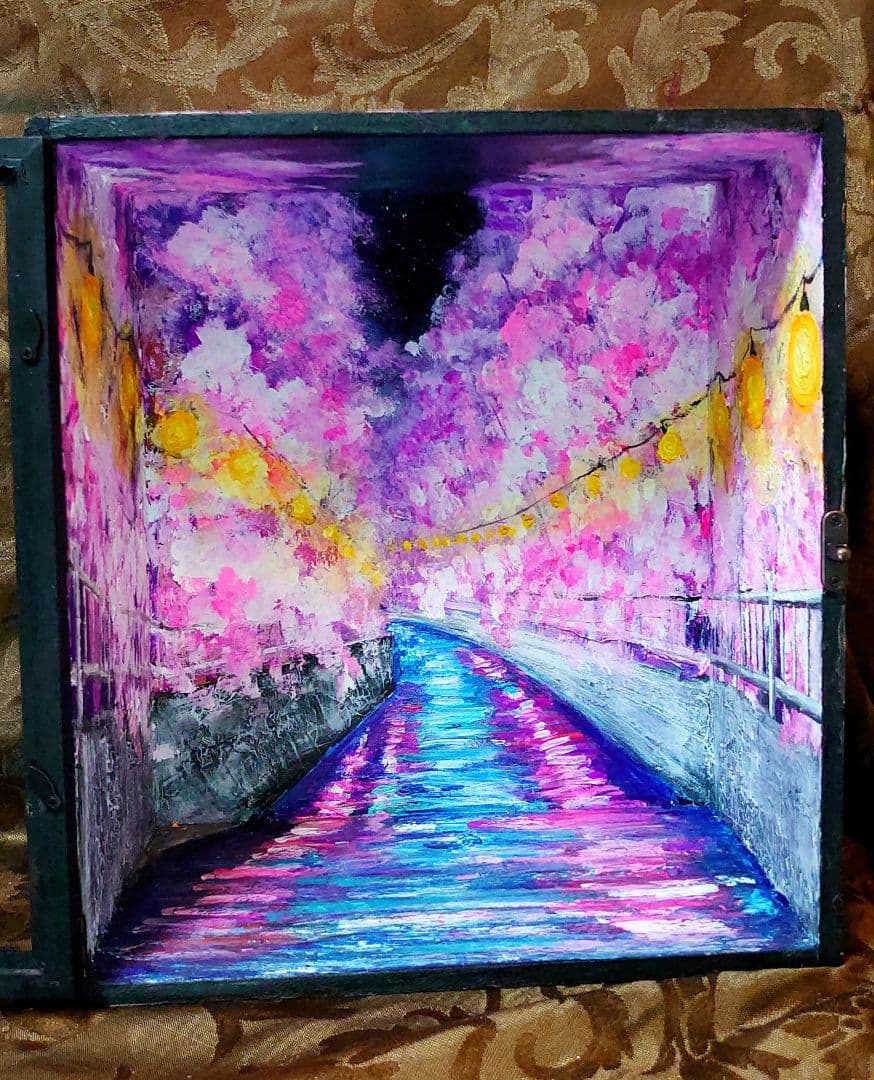 油絵 絵画 【手作りボックス】【桜】