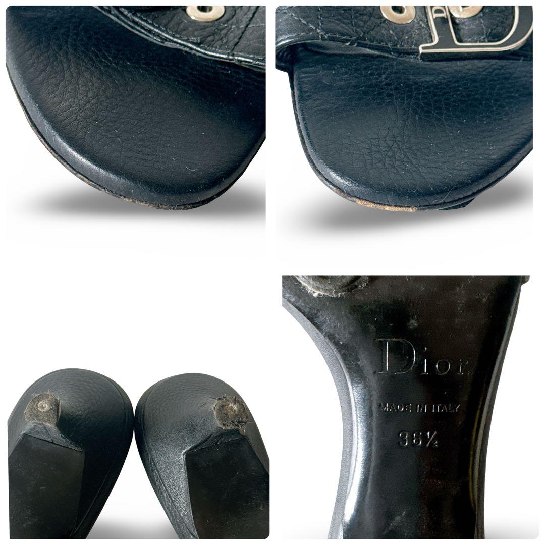 Dior クリスチャン・ディオール ロゴ レザー ミュール サンダル ブラック