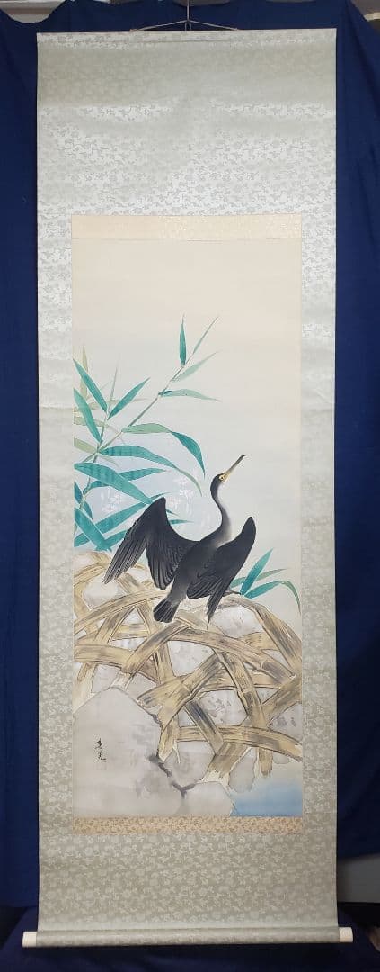 【鵜図】春晃 2527 鵜飼い　掛け軸　肉筆