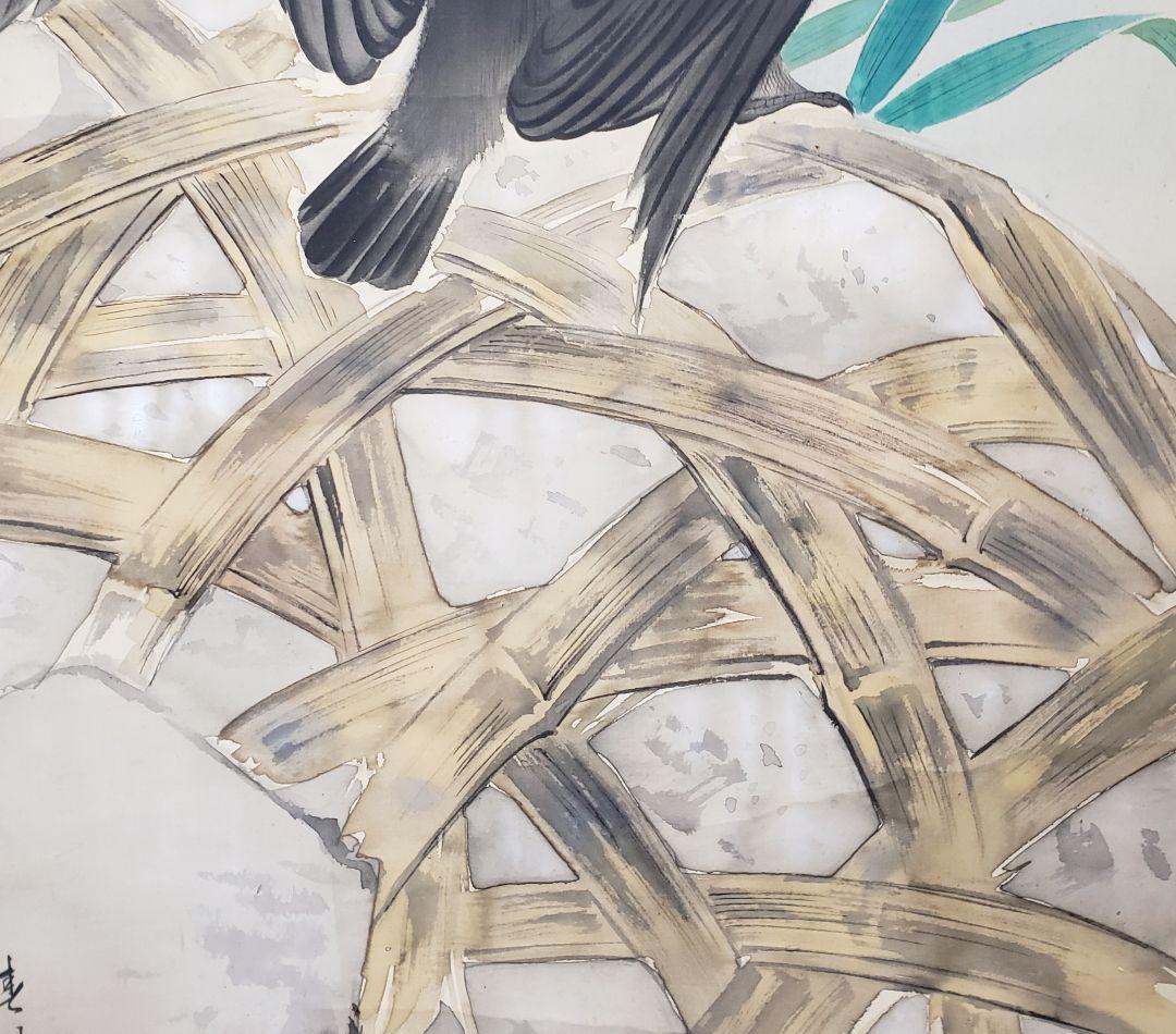 【鵜図】春晃 2527 鵜飼い　掛け軸　肉筆