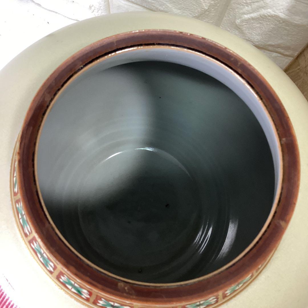 S1 箱入　九谷焼　武腰泰山　泰山作　花瓶　花器　壺　直径24ｃｍ　高さ22ｃｍ