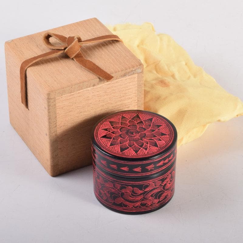 茶道具　蒟醤塗　キンマ　棗　表千家　堀内宗完(兼中斎)極め箱　V　8277