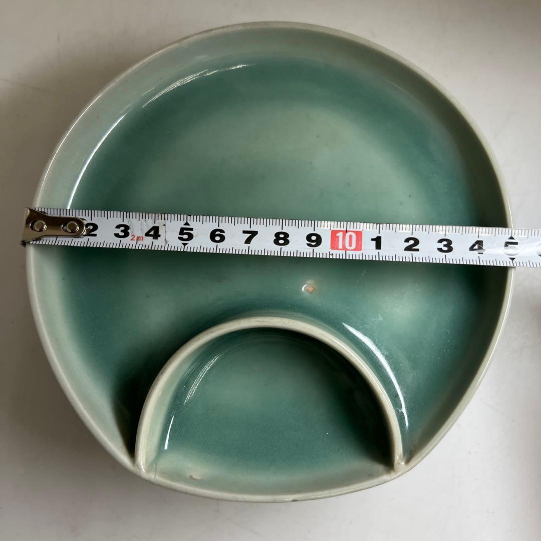 江戸時代後期　鍋島青磁　三足皿　幅約15.8㎝木箱付トヒコ東な8-0121☆2F