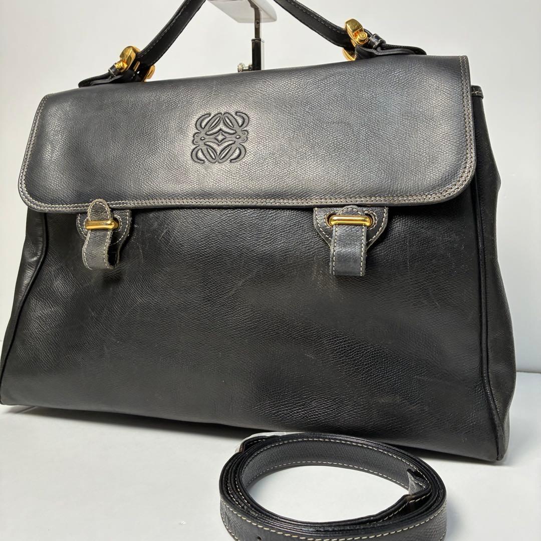 【良品】LOEWE　ロエベ　ビジネスバッグ　ブリーフケース　レザー　２WAY　黒