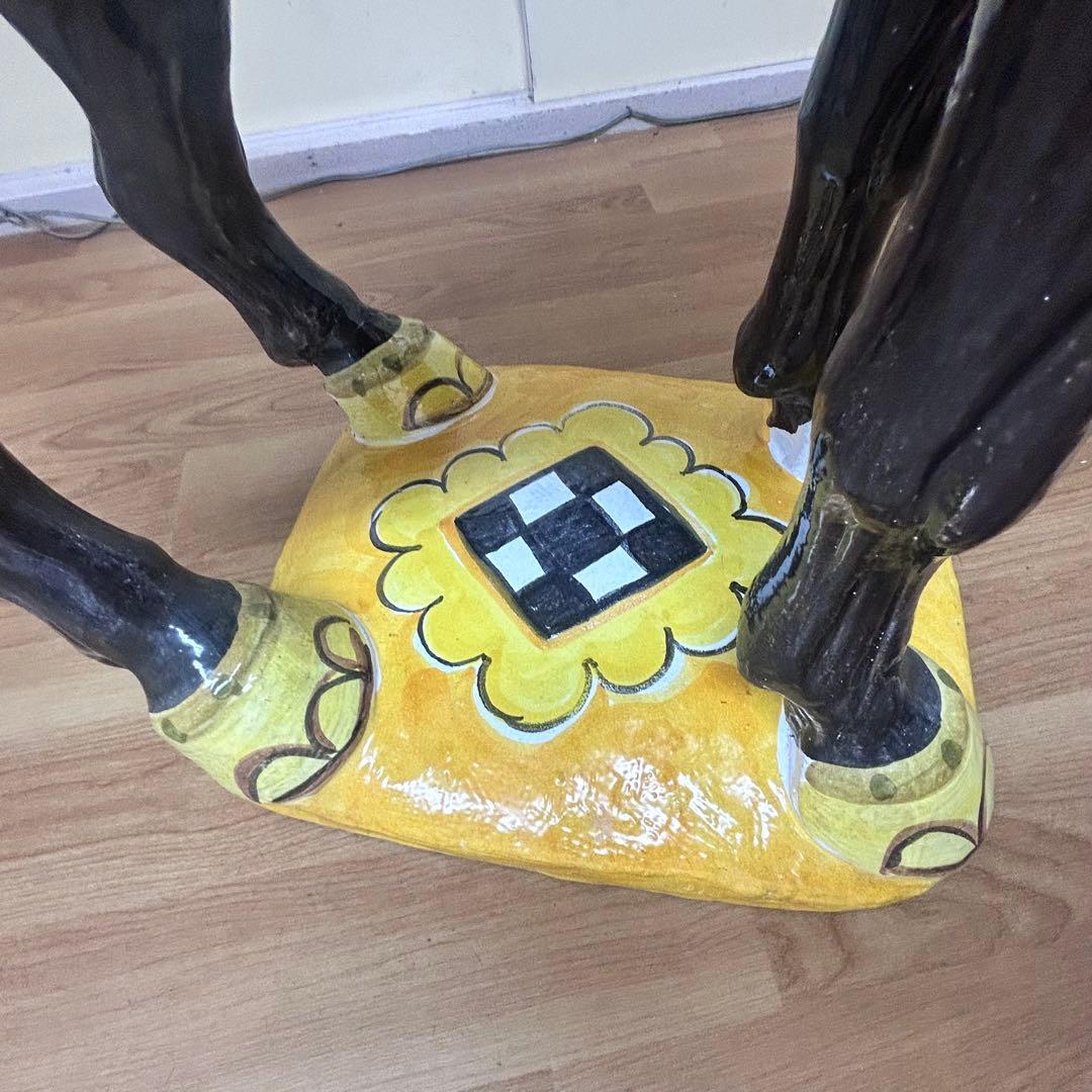 Pamela Ferrari サイン入 大型陶器 馬 彫刻 アート作品　引取限定