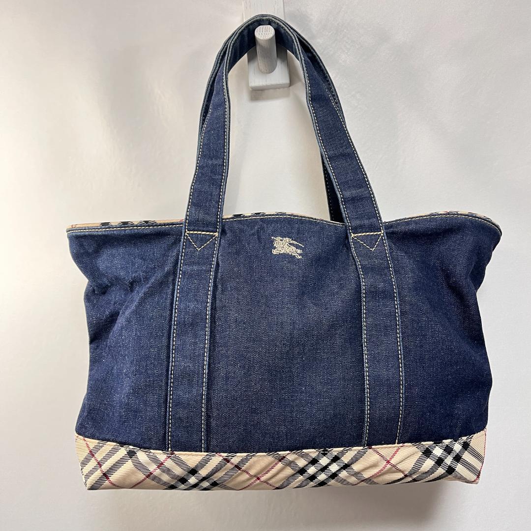 ちょろ覚専用【美品】バーバリー デニム×ノバチェック トートバッグ Burbe